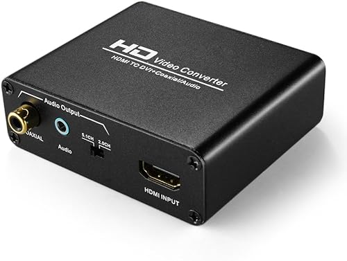 TNP - Convertidor HDMI a DVI con salida de audio, adaptador de audio de video HDMI a DVI, divisor de sonido a auxiliar auxiliar auxiliar de 0.138 in