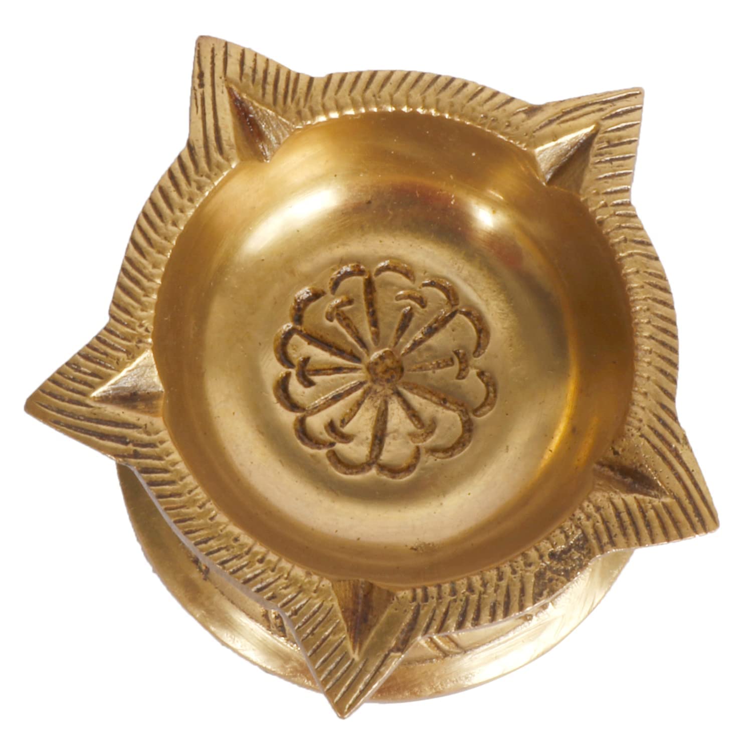 Kartique Brass Large Size Oil Lamp Diya for Temple Aarti Pooja Camphor Kapur Burner Hand held Dia Puja Jyot - Image 3 thumbnail