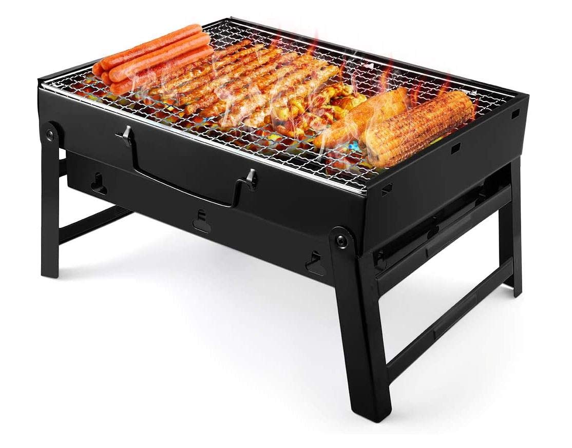 TIJAR® Barbecue Grill, Portable Folding Charcoal Barbecue Outdoor Stainless Steel Smoker BBQ for Picnic Garden Terrace Camping Travel - Strong Durable