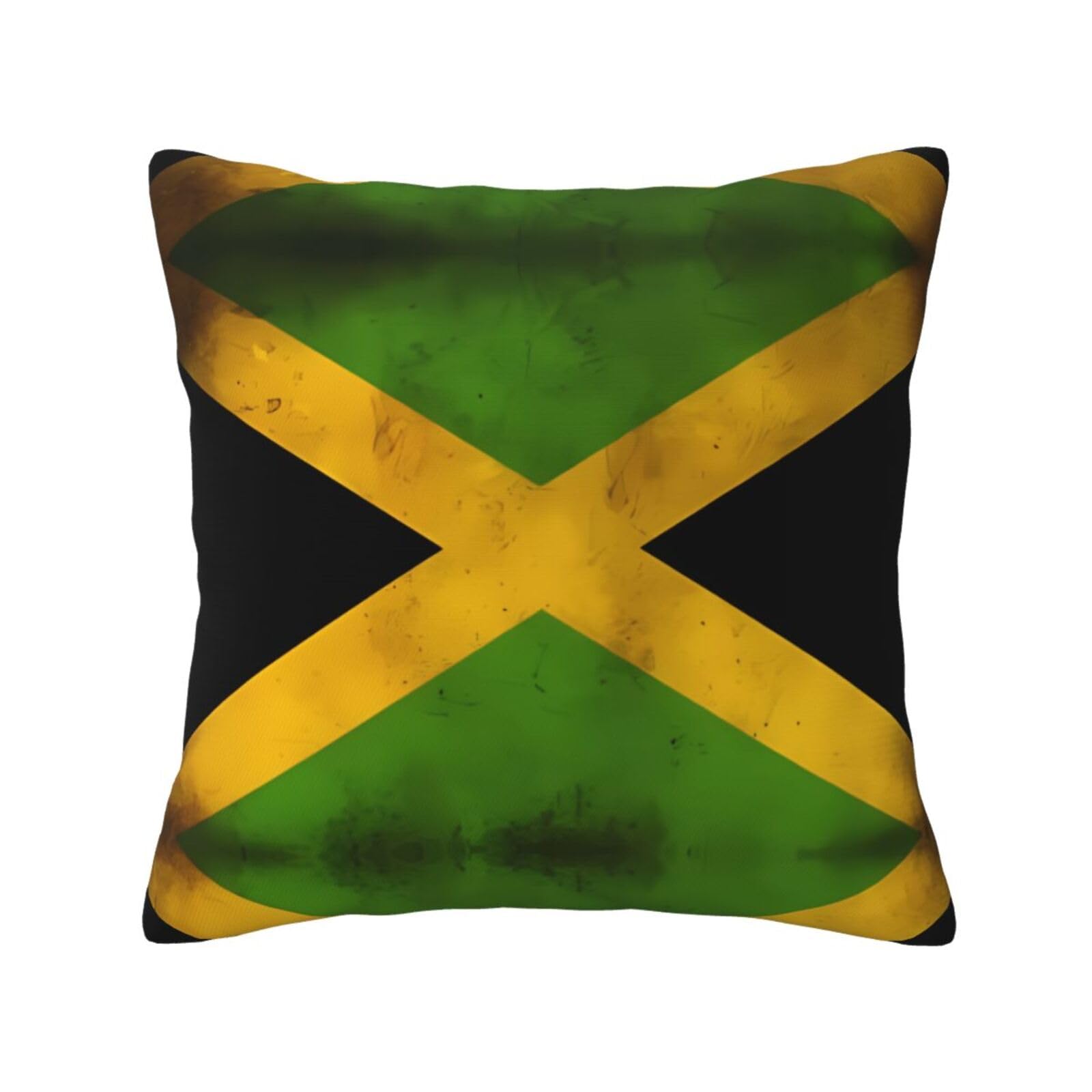 Old Jamaican Flag Print Throw Pillow Covers with Hidden Zipper, All Season Square Pillow Covers for Home Decor
