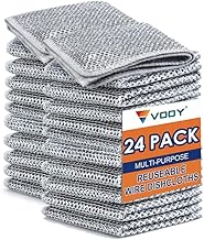 VOOY 24 Pack Non-Scratch Dishcloth, Multipurpose Dishwashing Rags for Wet and Dry, Easy Rinsing, Reusable, Cleaning Cloth for Kitchen, Sinks (Pack of 24)