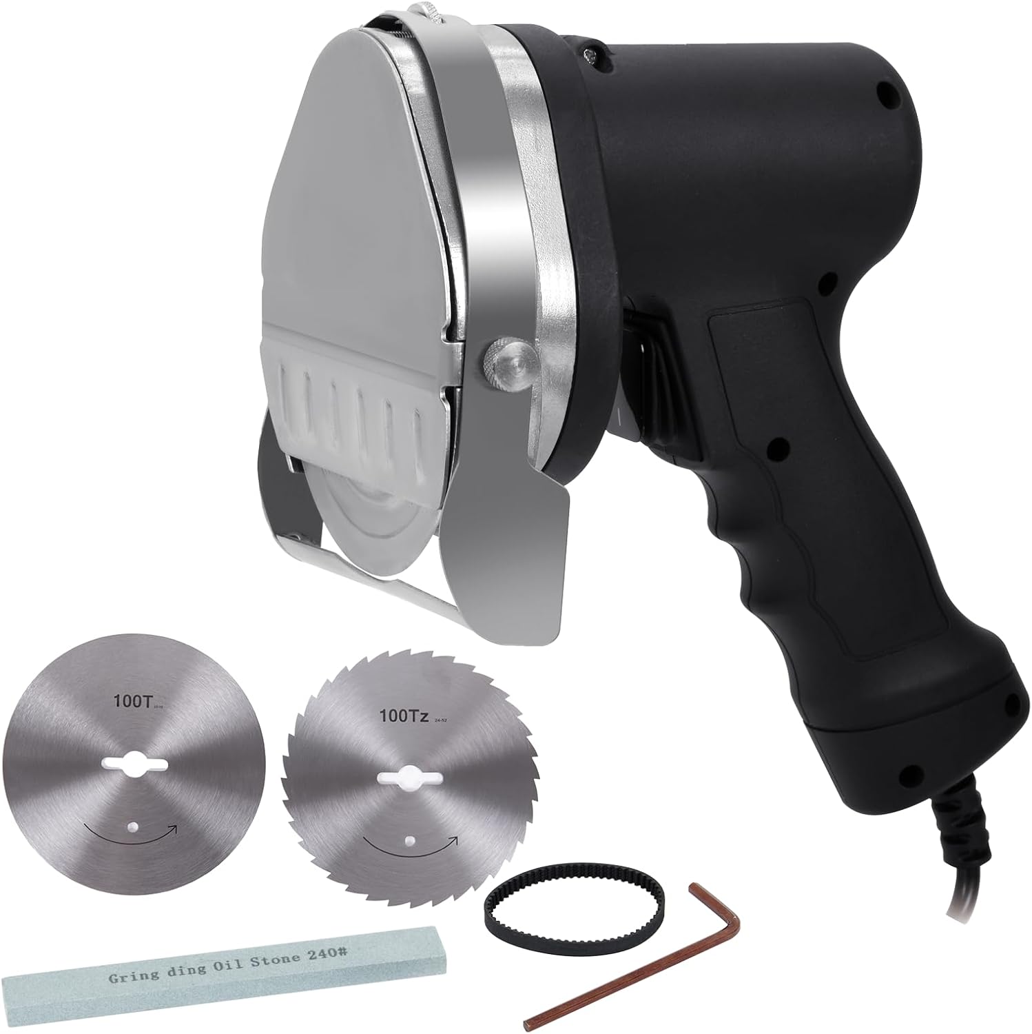 Electric Kebab Knife 80W Commercial Shawarma Turkish Knife Slicer Gyro Cutter 2800 RPM with 2 Blades Adjustable Thickness 0-8mm（Strip Line，Flat）