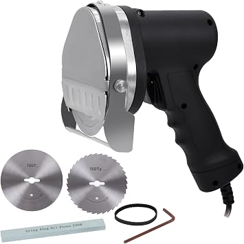 Electric Kebab Knife 80W Commercial Shawarma Turkish Knife Slicer Gyro Cutter 2800 RPM with 2 Blades Adjustable Thickness 0-8mmStrip Line,Flat