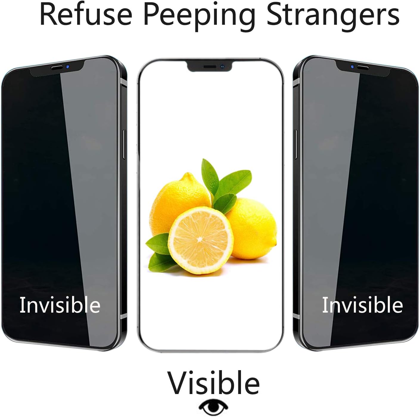 HXL [2+2Pack] Privacy Tempered Glass Screen Protector for iPhone 12 (6.1inch) with 2Pack Camera Lens Protector, Bubble Free-Case Friendly1