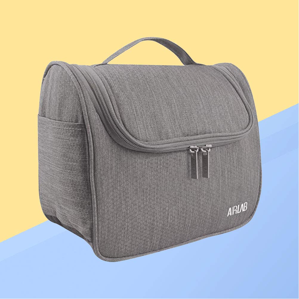 2 trousse da toilette grandi, portatile, multifunzione, impermeabile, da appendere, da viaggio, colore: grigio, Grigio