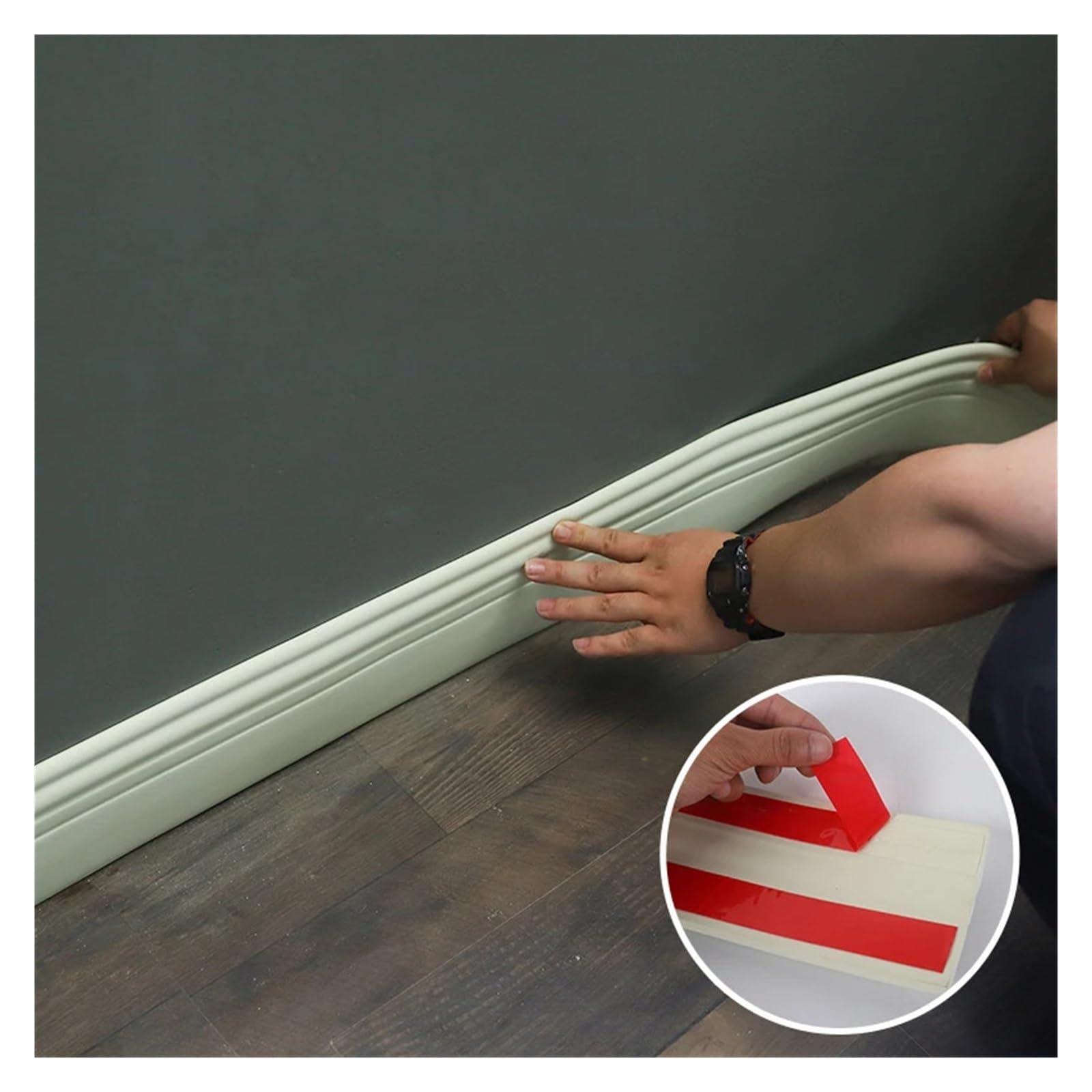 Rodapiés impermeables Moldura de pared autoadhesiva 5M, rodapié NBR, moldura Flexible, línea cintura, tira impermeable for decoración del hogar Baño(Brown)