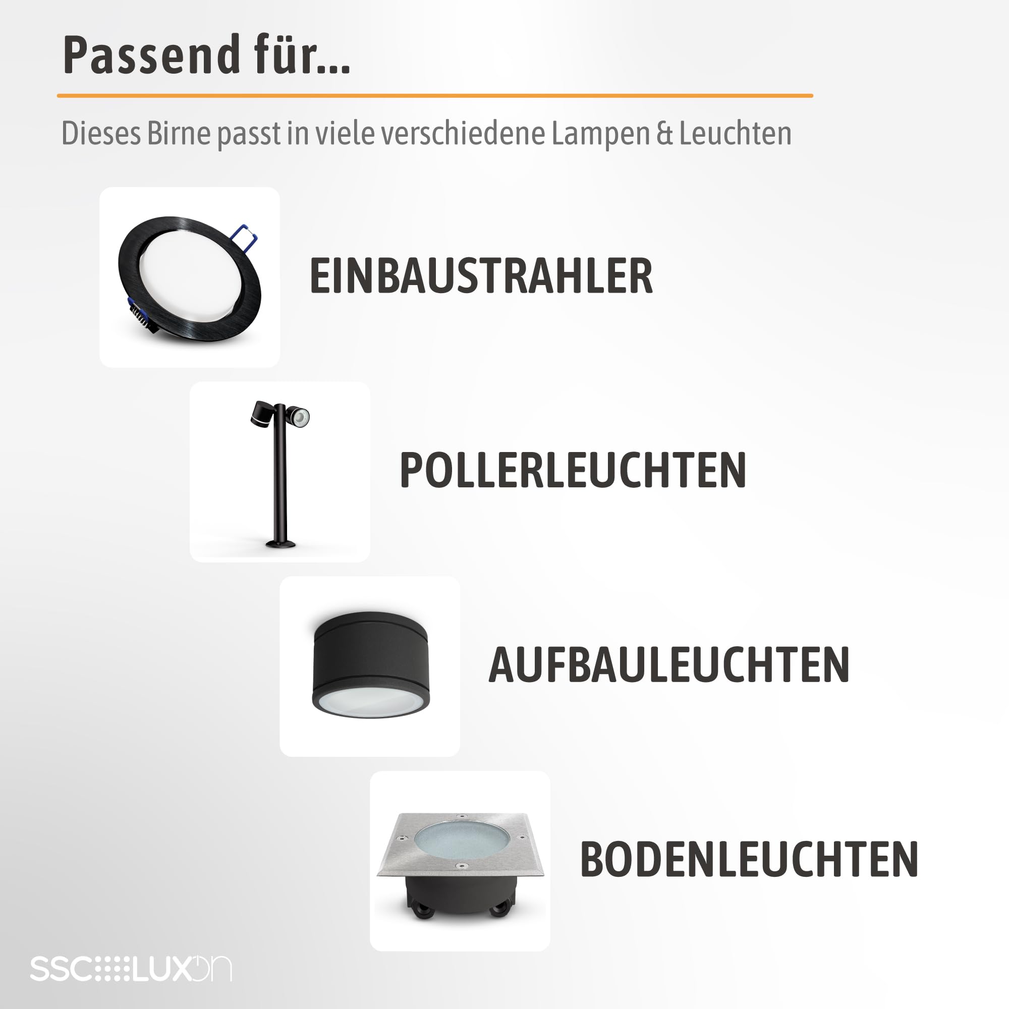 SSC-LUXon LumiFLEX GX53 Lampe 10er Set LED 5W 3 Lichtfarben 230V Ersatz | Zehn GX53 Lampen mit 3 Lichtfarben - warm / neutral / kalt per Schalter, flimmerfrei, direkt an 230V, Halogen-Ersatz
