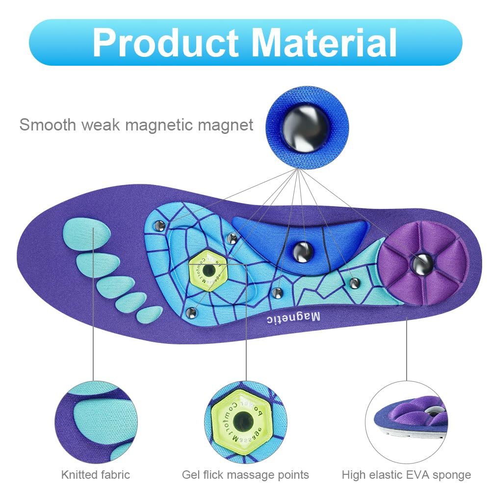OSDUE Solette Magnetiche,Solette Gel Magnetiche Uomo e Donna,Massaggio Riflessologico per Sollievo Immediato dal Dolore,Piatto Solettes Scarpe Da Lavoro Per Alleviare La Fascite Plantare Solettes
