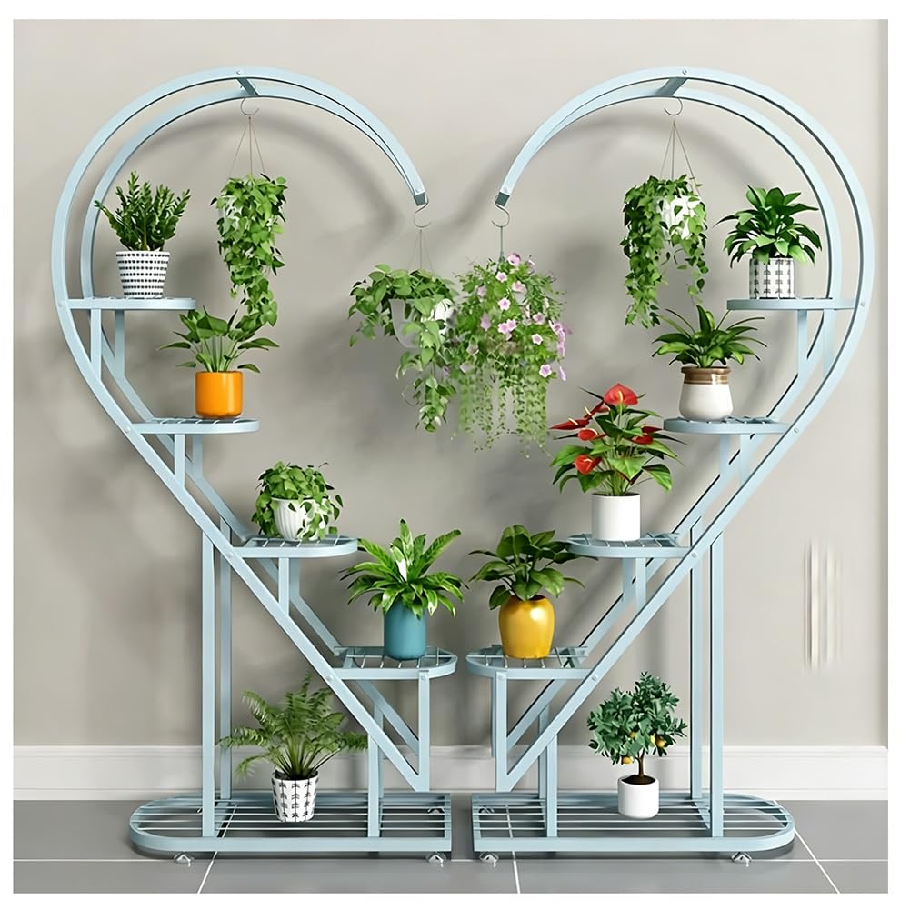 Support à plantes en métal en cœur avec crochets de suspension et 5 niveaux