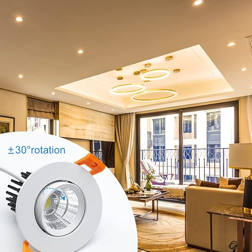 Miniatura 6 de inShareplus Luces empotrables LED de 2 pulgadas, regulables COB empotradas, 3000 K blanco cálido, CRI80, luces de techo con controlador LED, paquete