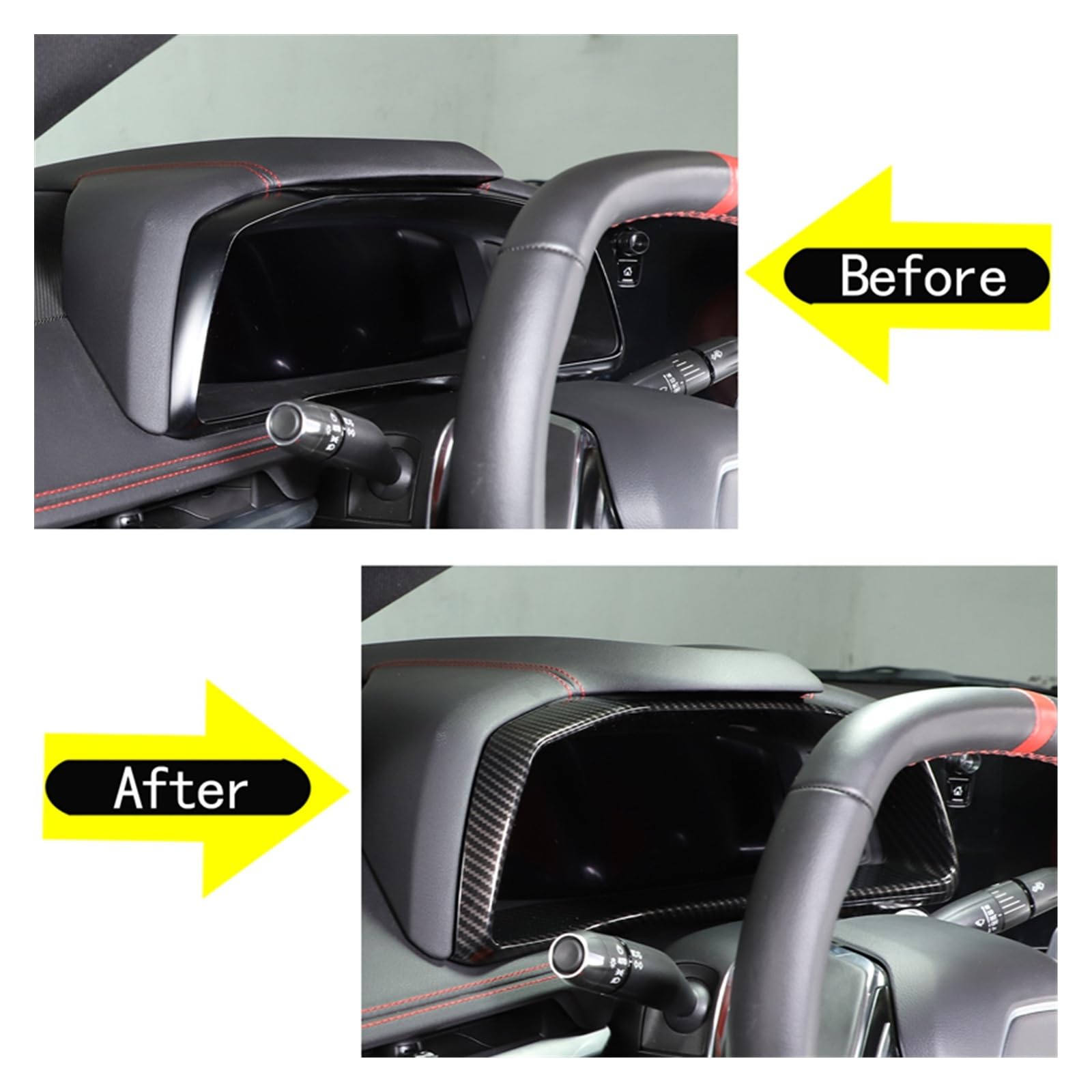 Auto Trim accessori Per Chevrolet Per Corvette C8 Per Stingray Z51 Z06 2020 2021 2022 2023 ABS Auto Volante Base Trim Adesivo Accessori Interni Trim Interni auto(Carbon Fiber 2PCS