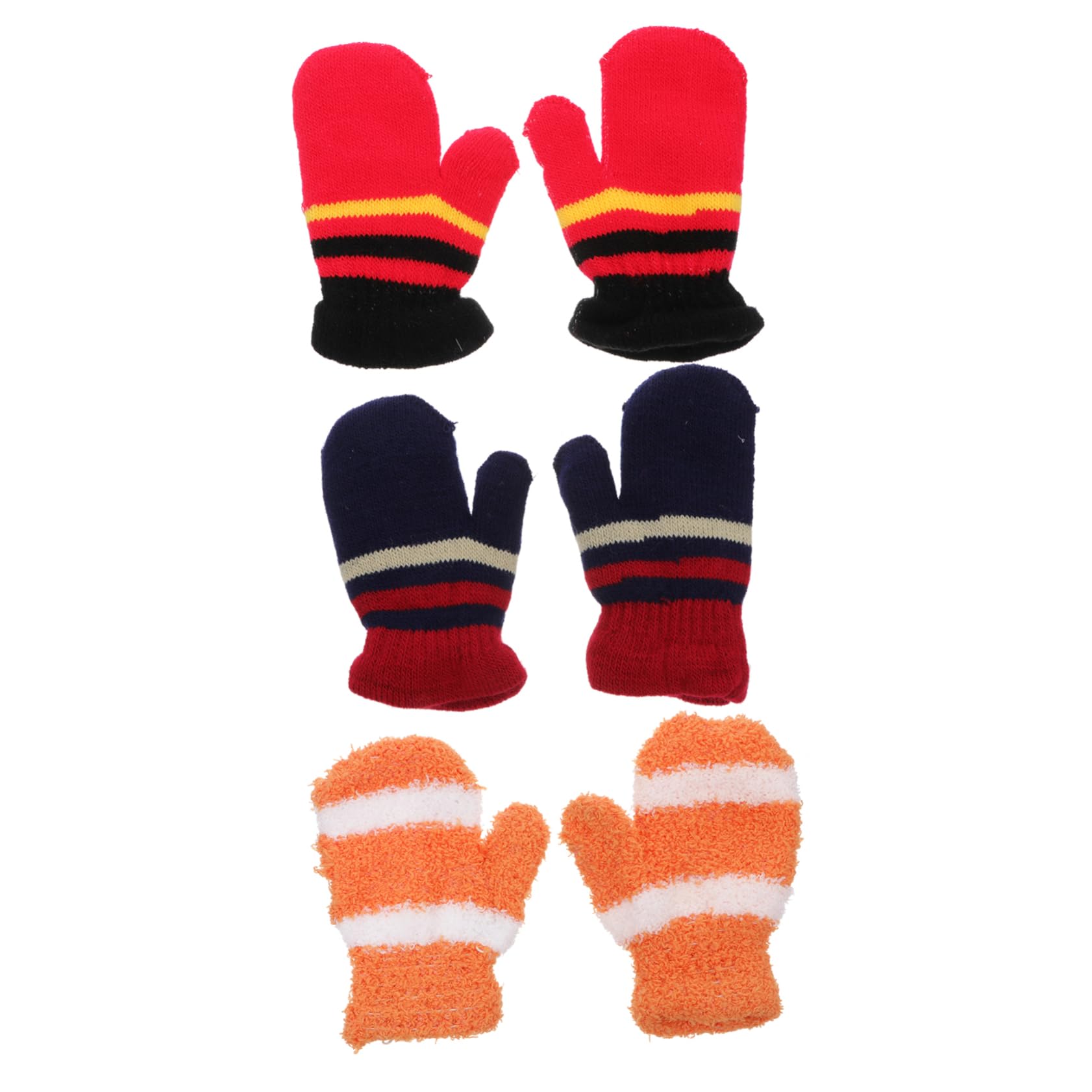 WOFASHPURET 3 Pairs Boys and Girls Winter Gloves Boys and Girls Gloves for Cold Full Finger