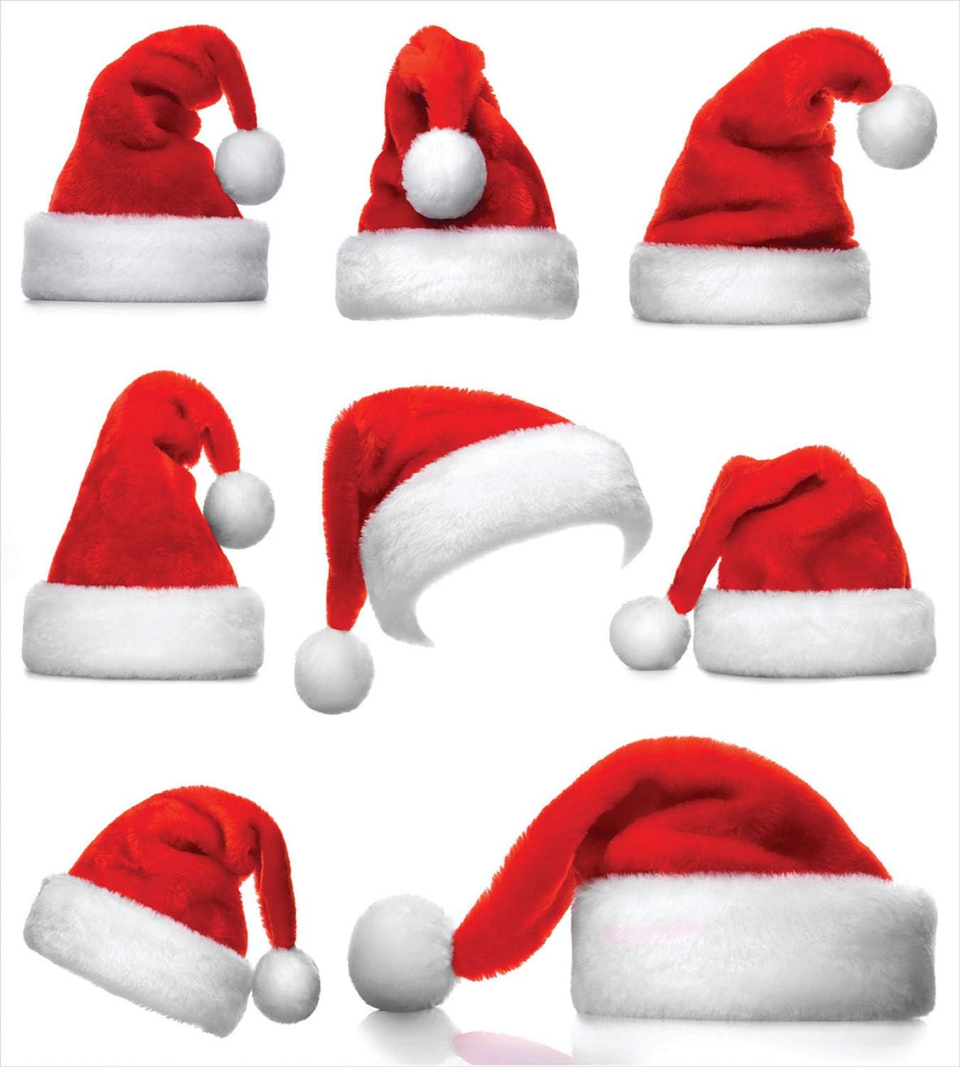 Ambesonne Christmas Duvet Cover Set, Classical Santa Claus Hats Xmas New Year Celebration Tradition Party Theme, Decorative 3 Piece Bedding Set with 2 Pillow Shams, Queen Size, Red and White