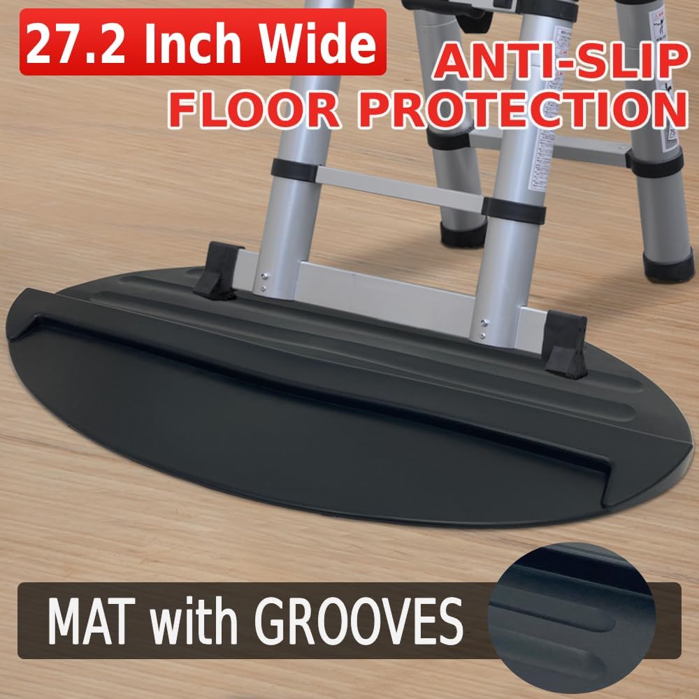 Japard Safety Ladder Mat, Anti-Skid Stop Pad, Anti-Slip Stopper Safe Mat, Soft Rubber 27" x 15.7", Floor Stabilizer Accessories Black (Black 1)