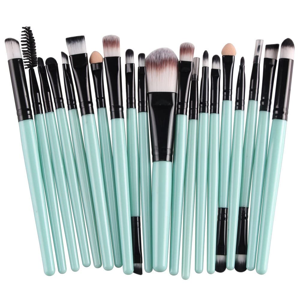 Premium Makeup Brush Set, 20 Green Makeup Brush Sets with Soft Synthetic Hair and Lightweight Handles for Makeup On Eyeshadow, Brows, Eyeliner and More