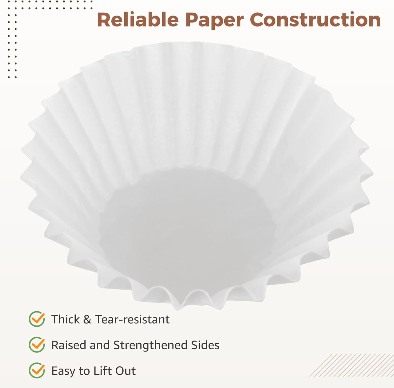 500 Pcs Coffee Filters, Disposable Basket Paper Filters, 7.9" Top x 4.1" Bottom x 2.9" Slanted Height, Compatible with 8 to 12 Cups Drip Coffee Makers