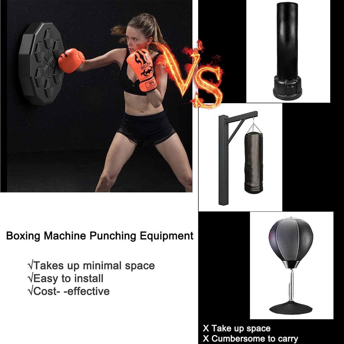 Scatola musicale smart da parete, bersaglio per allenamento, attrezzatura per allenamento di boxe, divertente gioco per combattimento o allenamento, per kickboxing, karate, casa, palestra (dimensione: