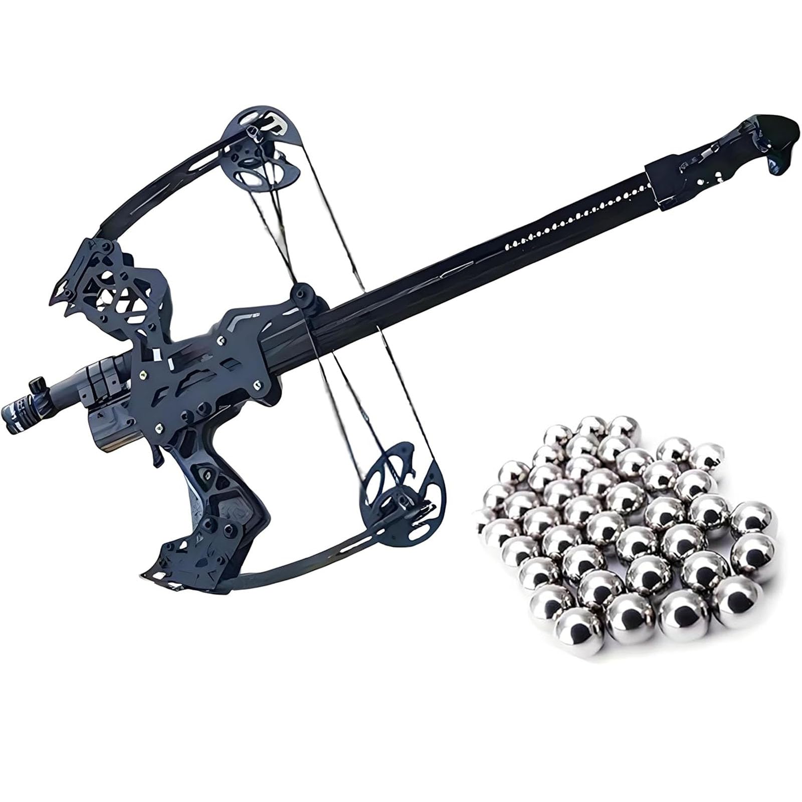 HGXYRZZ 45lb Ball Bearing Bow Compound Bow Right Handed Bows for Adult, with Composite Pulley System,with 100pcs 8mm steel beads(No Battery)