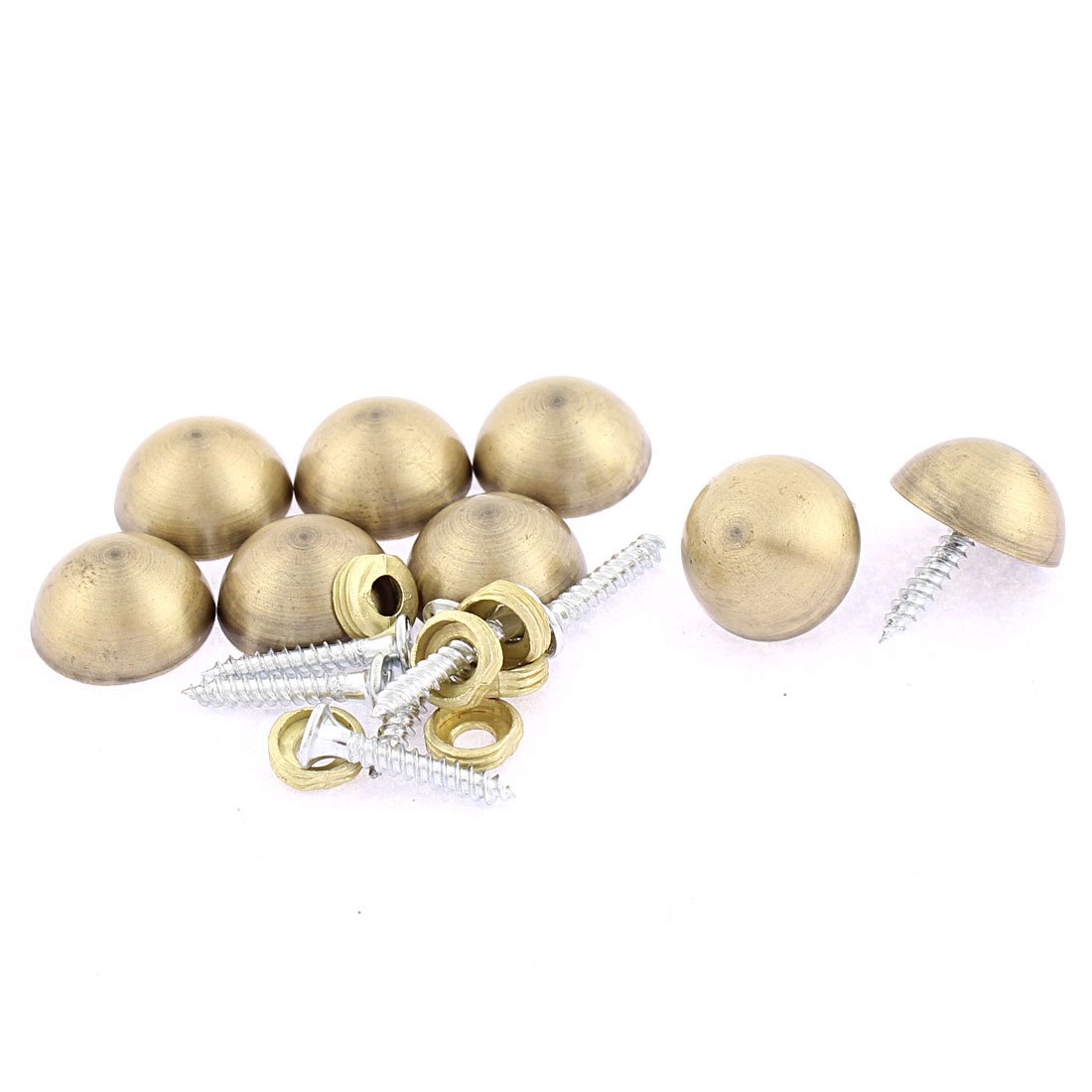 Aexit 8pcs 18.5mm Quality Parts Dia Metal Semicircle Glass Mirror Screw Nail Decor Bronze Tone Model:31as618qo599