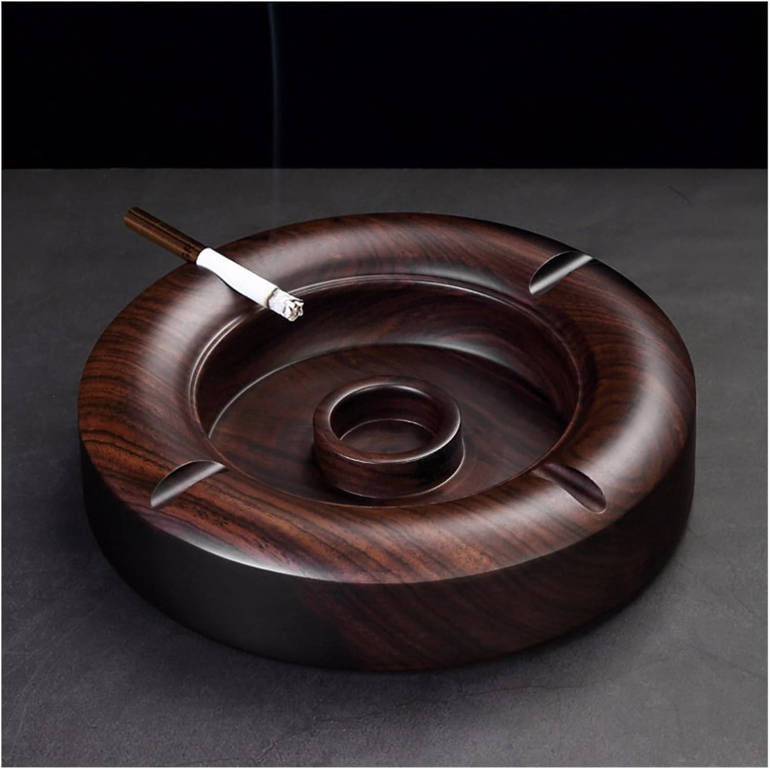 灰皿 1パック 木製灰皿 蓋付き 防風灰皿 屋外用 屋内 庭 ホーム オフィス キッチン 装飾 灰皿 屋内 (Sサイズ)