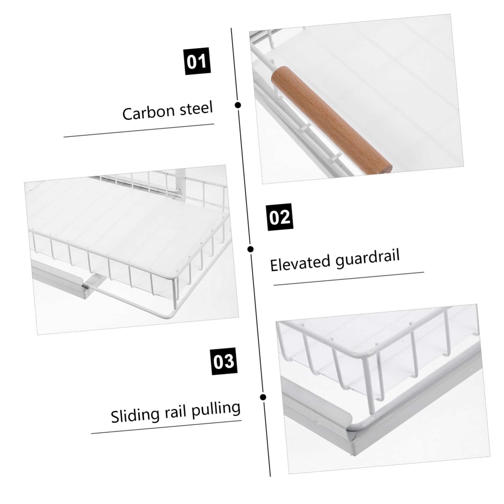 Garneck Organizer Acciaio in Cucinastraibile, Scaffale Sottolavello a al 2 Livelli Carbonio Bianco, Capiente Pratico per Spezie Bagno