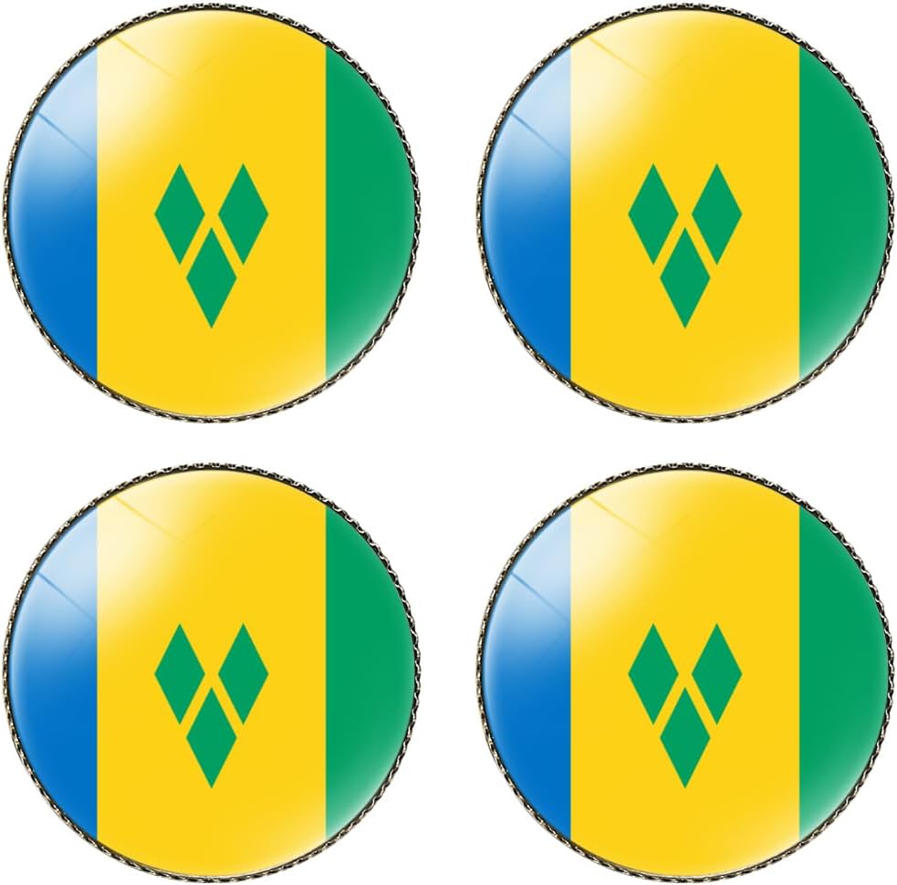4 Pcs St. Vincent and the Grenadines Flag Pin Round 1 Inch, Lapel Pins Souvenir Badge for Hat Clothes Backpack ,Saint Vincent Flag Brooch Accessories Party Favors,Patriotic Pin Accessories for Men/Women