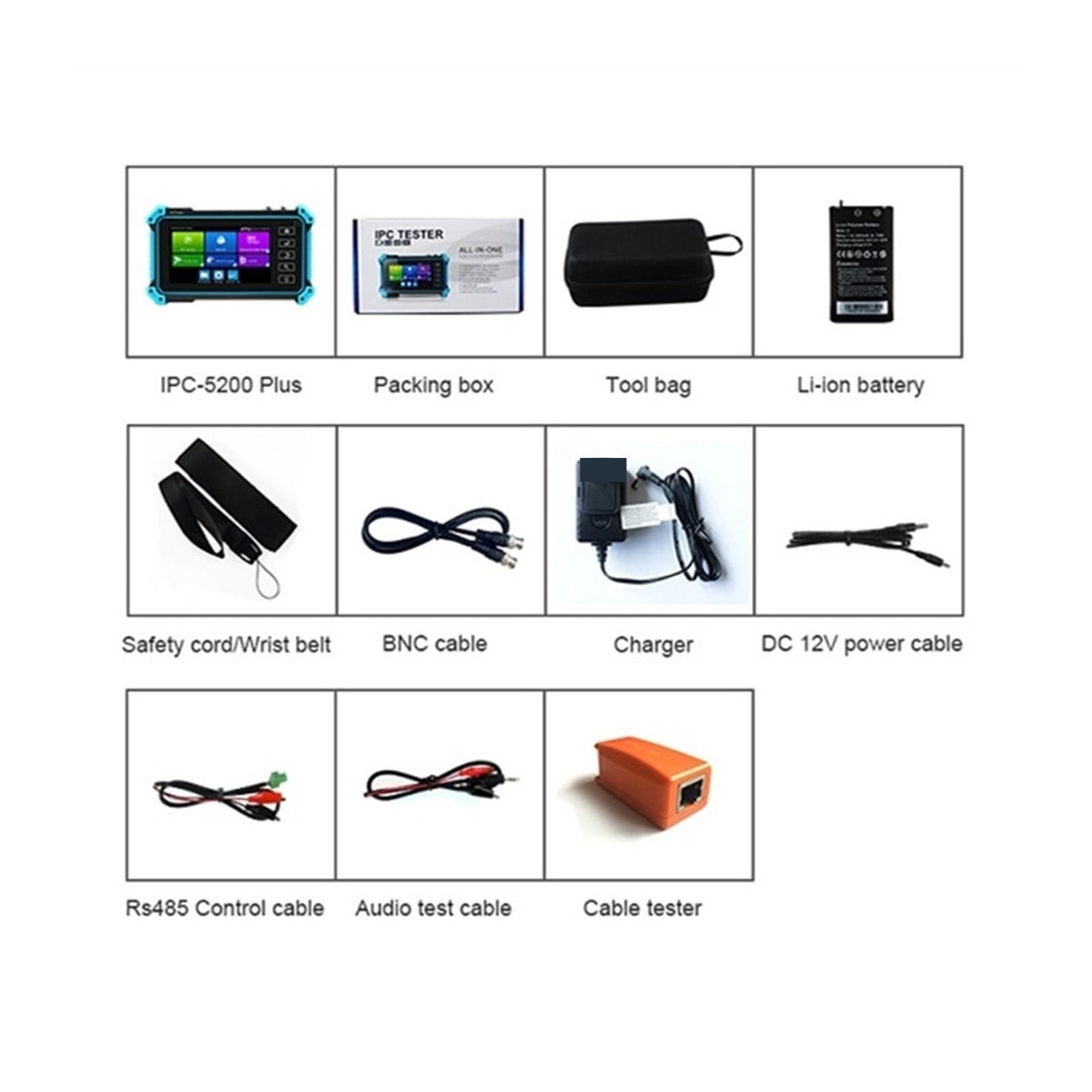 CCTV Tester, IPC-5200C Plus CCTV IPC Tester 8MP AHD CVI TVI SDI Kamera 12MP IP Mit Touchscreen Display VGA Eingang(5200C Plus)