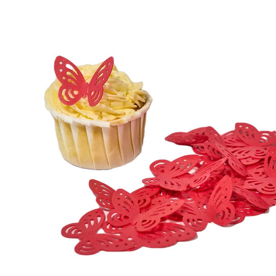 KSINWCOI Edible Cupcake Toppers Butterflies Rose Wafer Paper50pcs Rice Paper Edible Butterfly for Baby Shower Girl Birthday Wedding Cake Decorations Big Size