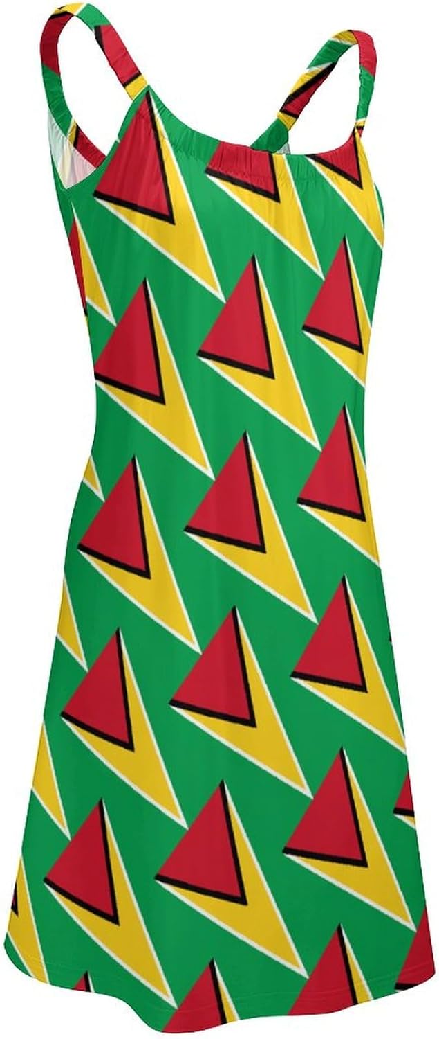 Zakqeik Womens' 2024 Guyana Flag Sling Dress Summer Casual Maxi Dress