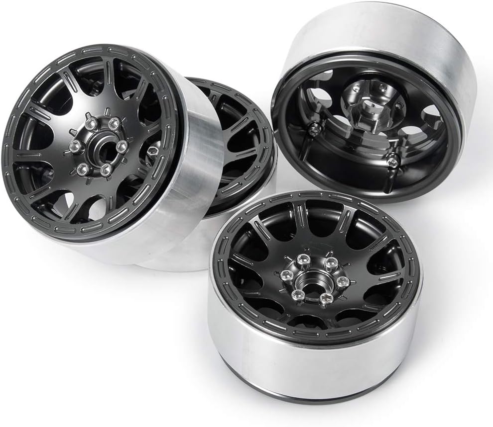 4Pcs 2.2‘’ Alloy Beadlock Wheel Rims for 1/10 RC Wraith SCX10 TRX-4 D90 Crawler Car (Titanium)