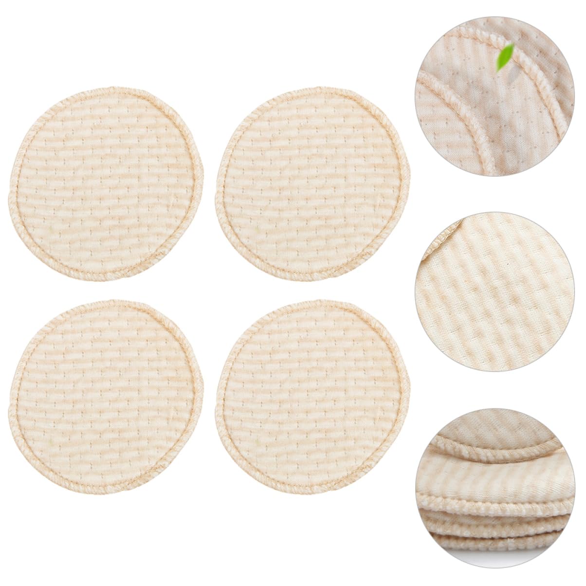 Toddmomy 4pcs Natural Cotton Nursing Pads Absorbent Breastfeeding Mats -Leakage Washable for Lactating Mothers for Preventing Spills