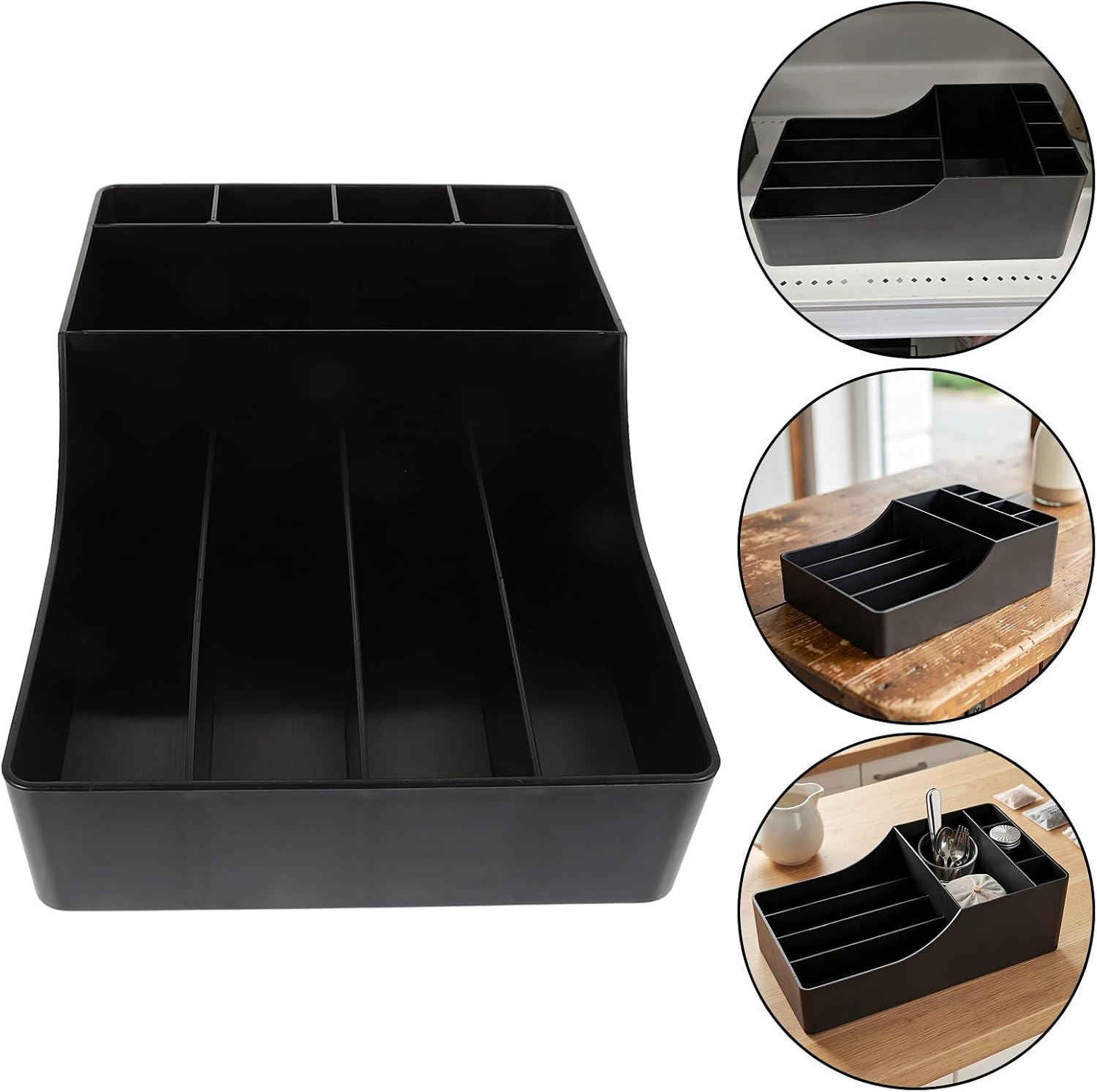 Luxshiny 2pcs Black Plastic Countertop Caddy Sugar Packet Organization