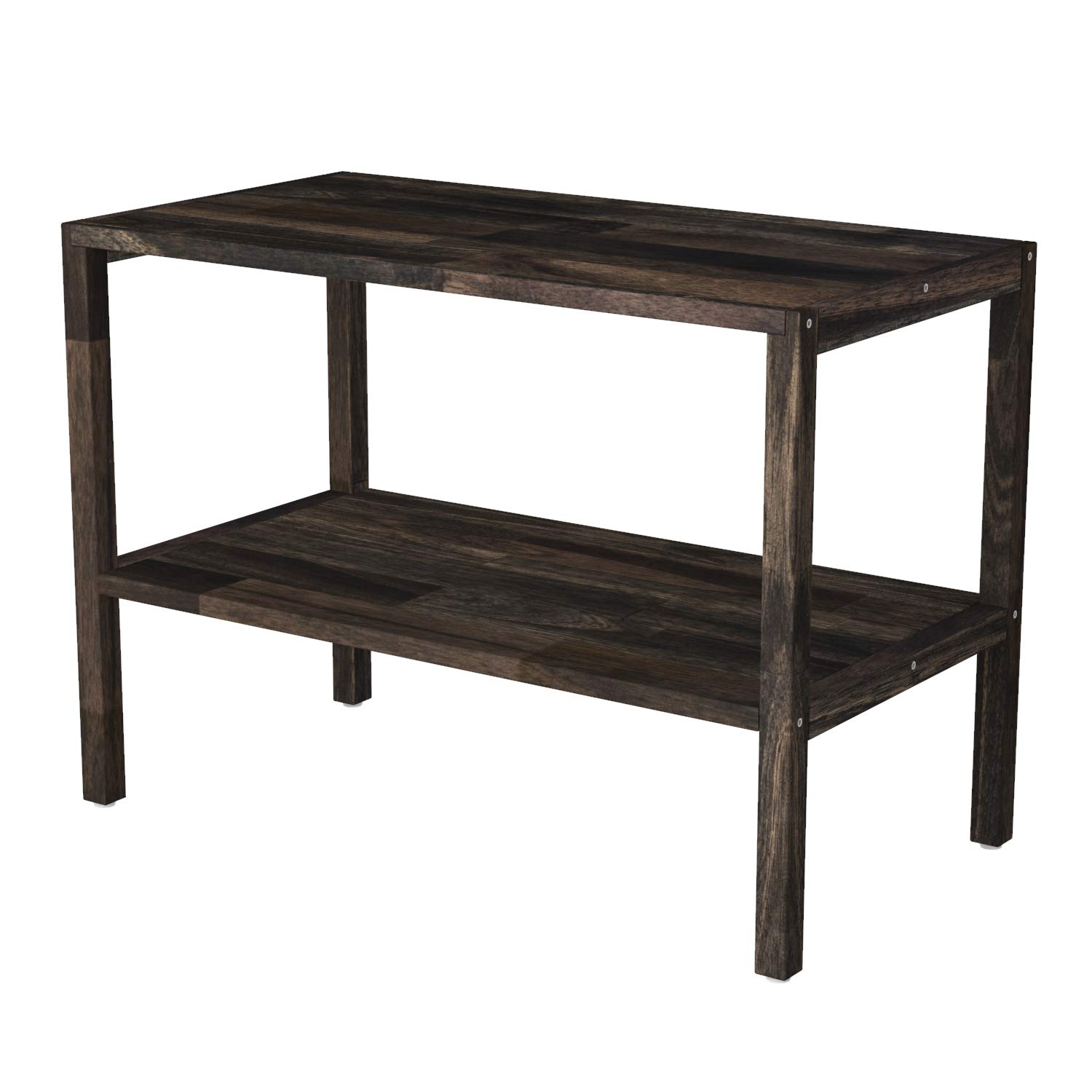 INTERBUILD Solid Wood 2 Tier Storage Bench Entry Bench Shoes Rack Bench, Espresso