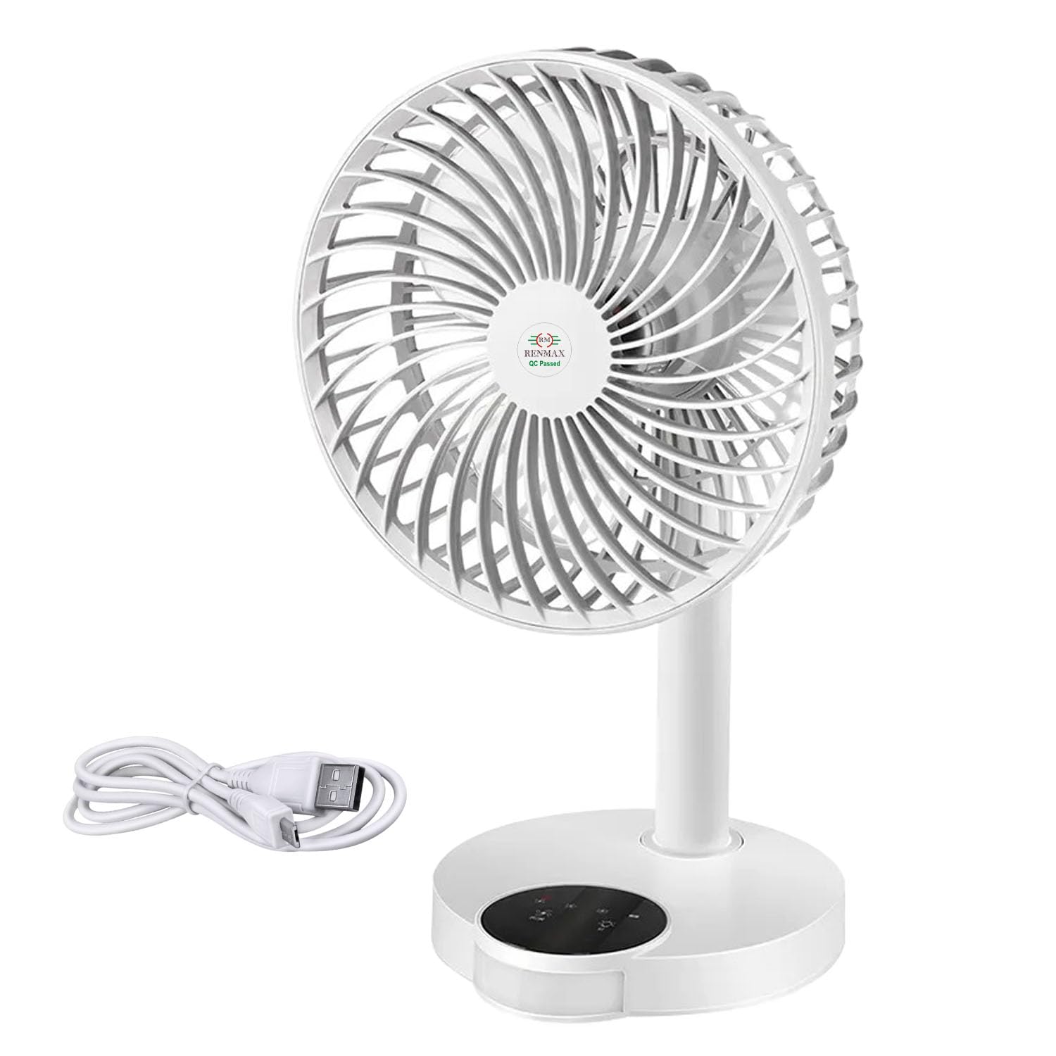 RENMAX Rechargeable Fan Desktop Portable Touch Buttons with LED Light 3-Speed USB Rechargeable ABS Plastic - 1Pc (Portable 3-speed Touch button) (B0D3XFHTV5) Amazon Price History, Amazon Price Tracker