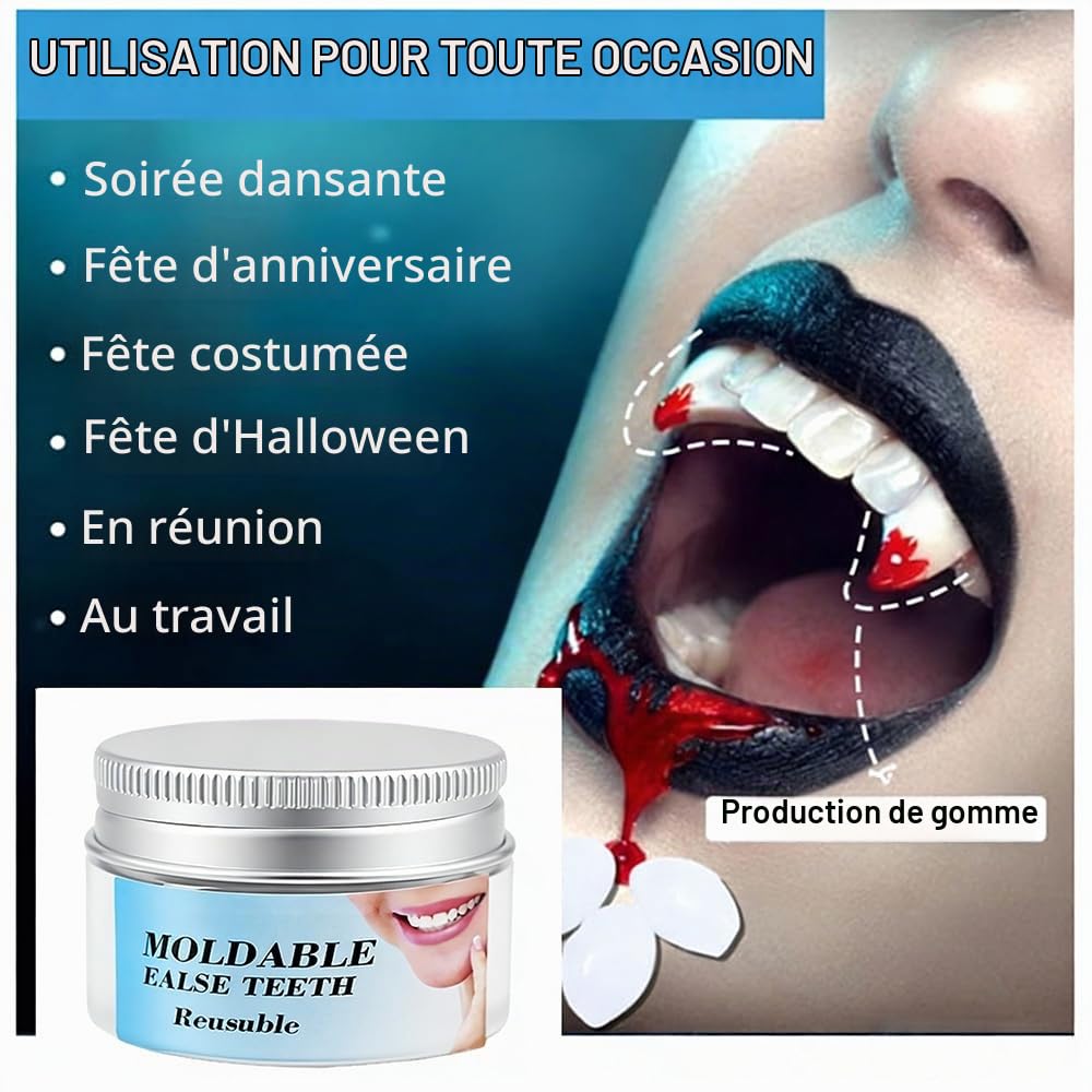 Kit de Réparation Dentaire, Pâte à Moulage Temporaire, Combleur d'Interdents DIY, Gel Granuleux pour Prothèses Dentaires et Petites Réparations