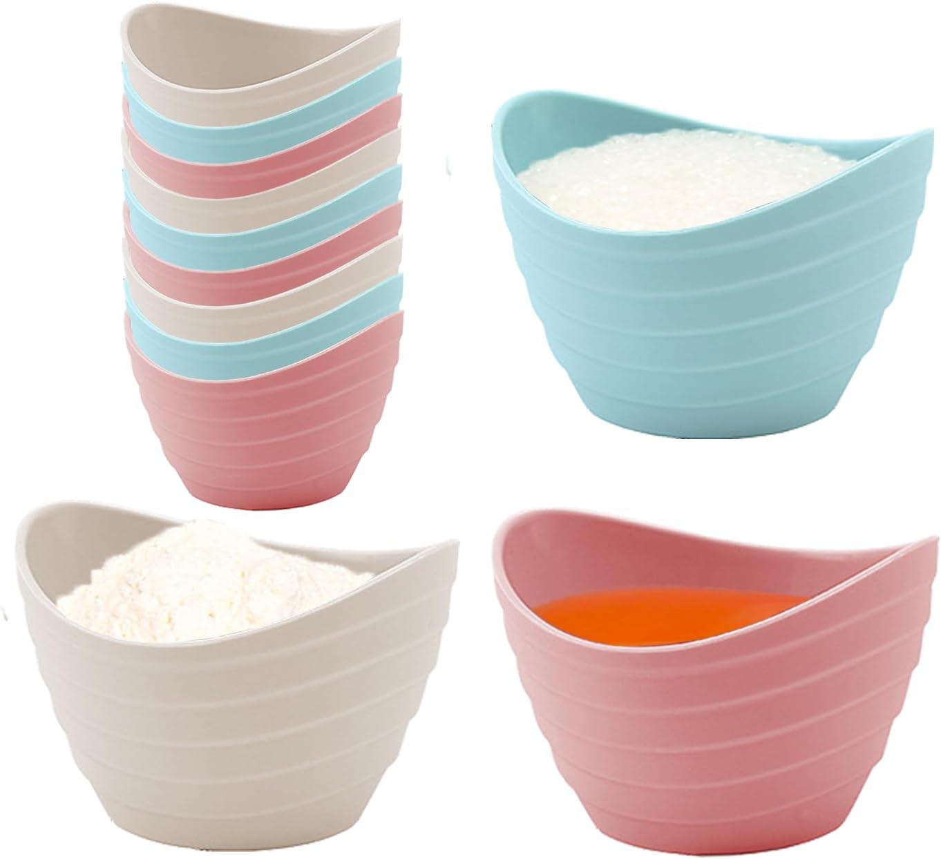 3-Color Silicone Baking Cup Cooking Ingredient Portioning Cups Face Mask Mixing Bowl Sauce Cup Dipping Sauce Bowls For kitchen baking, Prep, Cooking, Side Dishes, Condiments, 9pcs (3Pink 3Blue 3Beige)