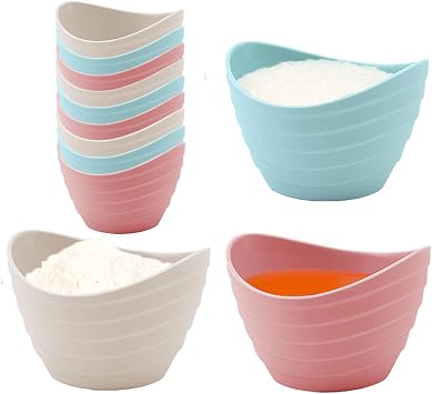 3-Color Silicone Baking Cup Cooking Ingredient Portioning Cups Face Mask Mixing Bowl Sauce Cup Dipping Sauce Bowls For kitchen baking, Prep, Cooking, Side Dishes, Condiments, 9pcs 3Pink 3Blue 3Beige