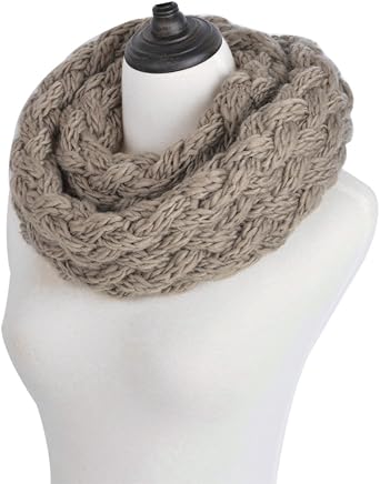 Premium Solid Winter Criss Cross Knit Thick Infinity Loop Circle Scarf