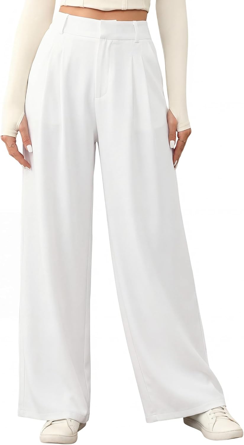 Women High Waisted Pants Wide Straight Leg Office Trousers Loose Fit Dressy Casual 2026 Summer Slacks with Pockets