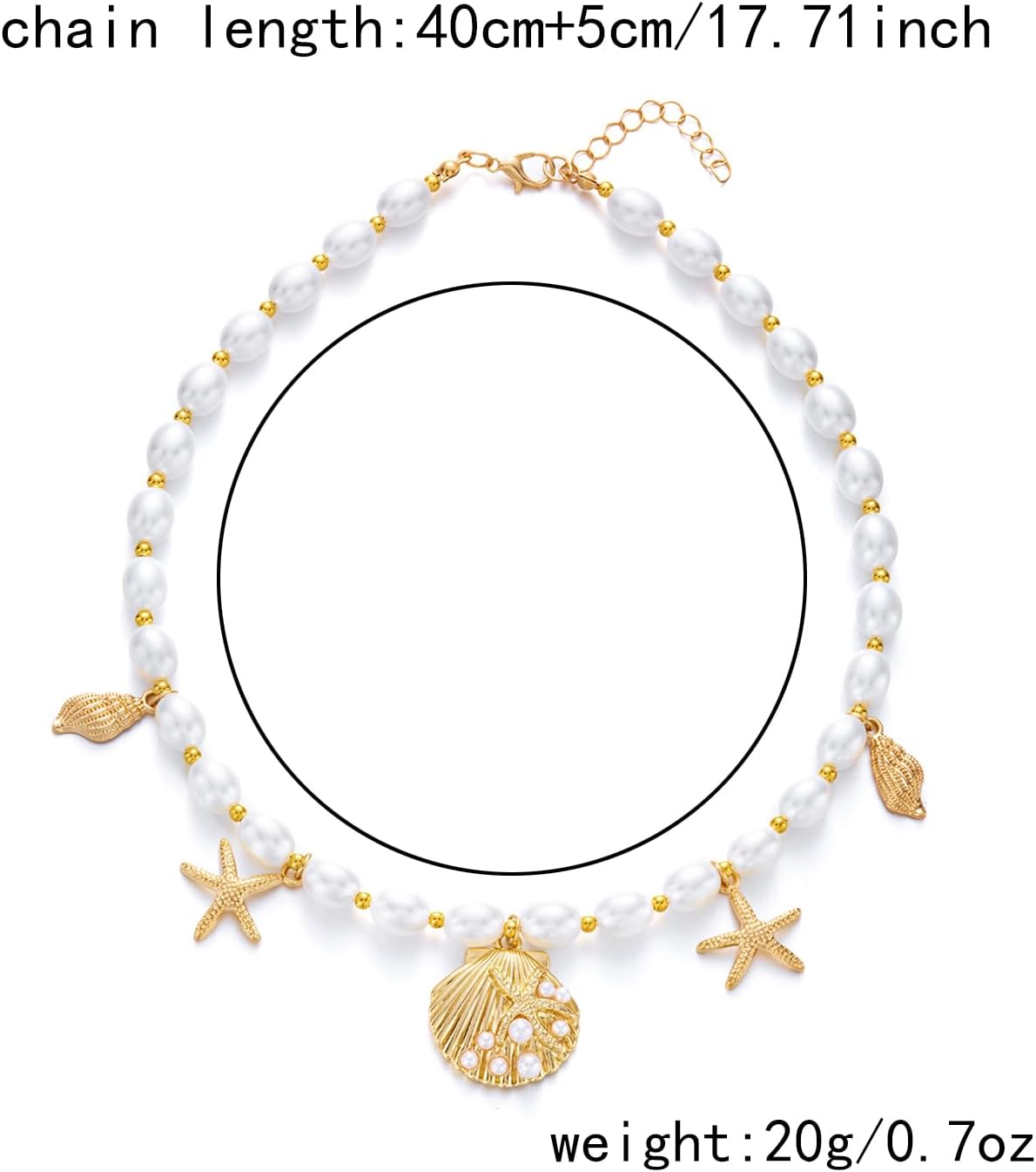 BELLA-Bee Gold Beach Necklaces for Women Trendy Adjustable Boho Seashell Starfish Choker Necklace Dainty Shell Pearl Charm Necklace Fashion Summer Vacation Jewelry - Image 7