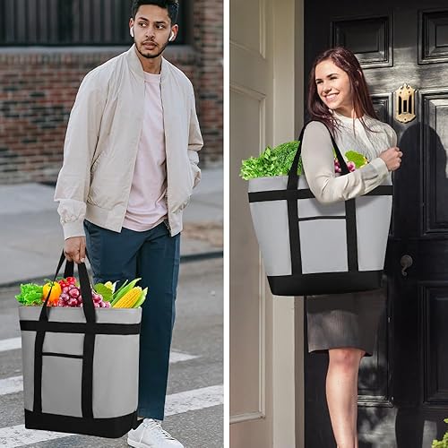 Miniatura 6 de Paquete de 2 bolsas reutilizables aisladas para compras de comestibles para mujereshombres, pizzabolsa de entrega de alimentos para mantener la