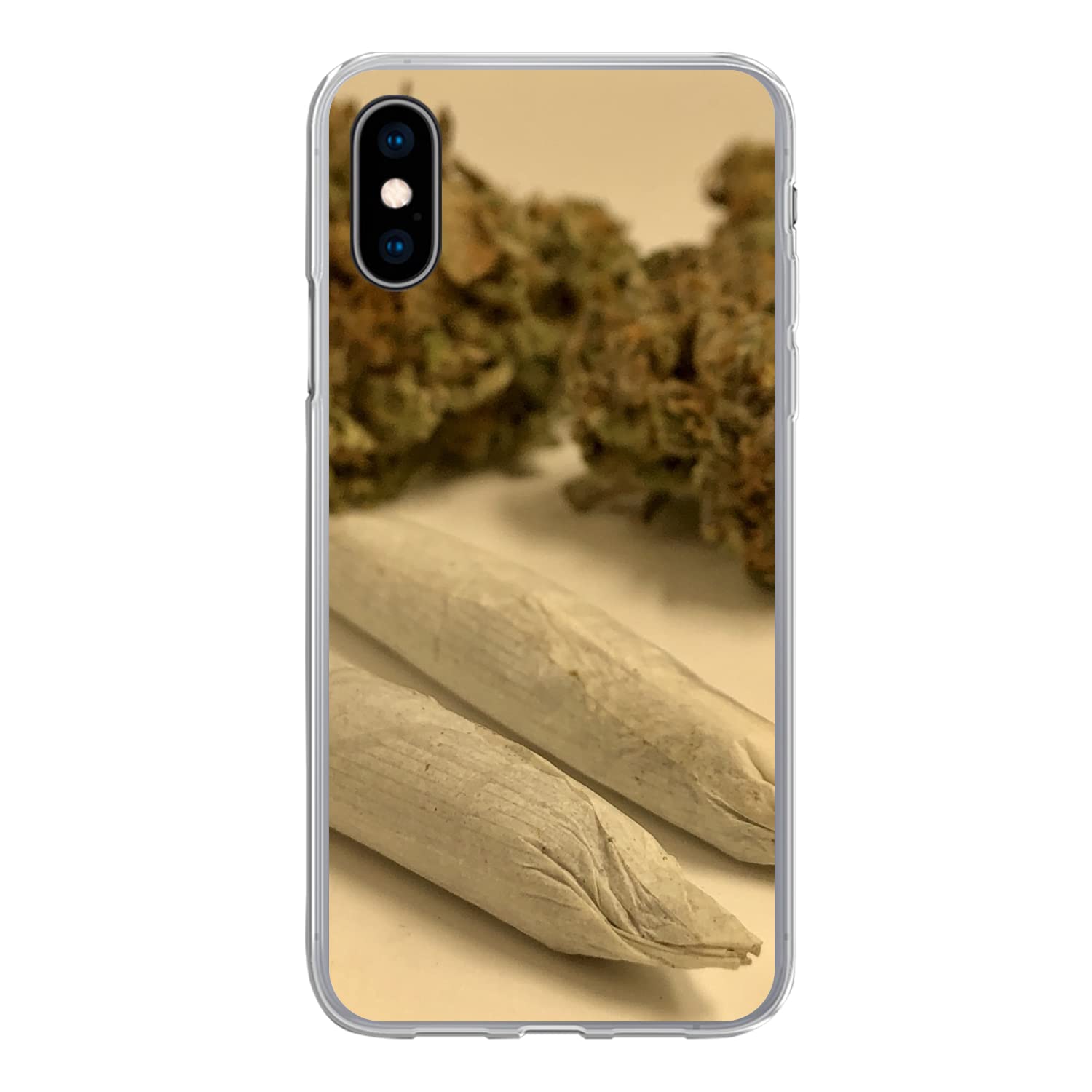 MuchoWow Funda para iPhone X - Cannabis Medicinal con porros enrollados - Funda de Silicona/Funda Blanda para teléfono móvil