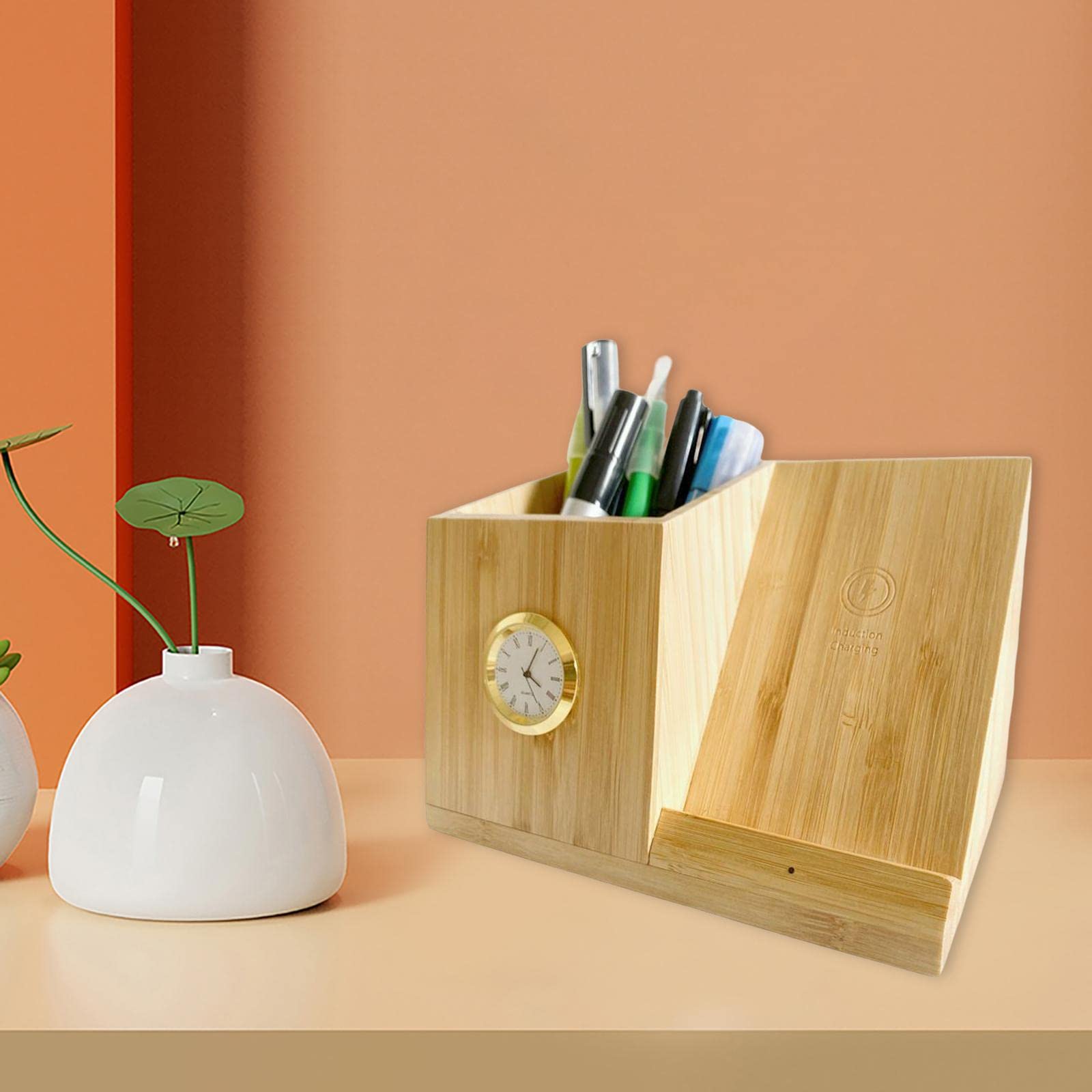 Stifthalter mit Uhr, 10 W Multifunktionsladestation für Handys Und Andere Geräte