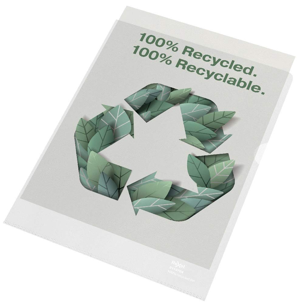 Rexel Recycle A4 Folders, Embossed Extra Strong PP, 100 Micron, Pack of 100, 2115704 - Image 3