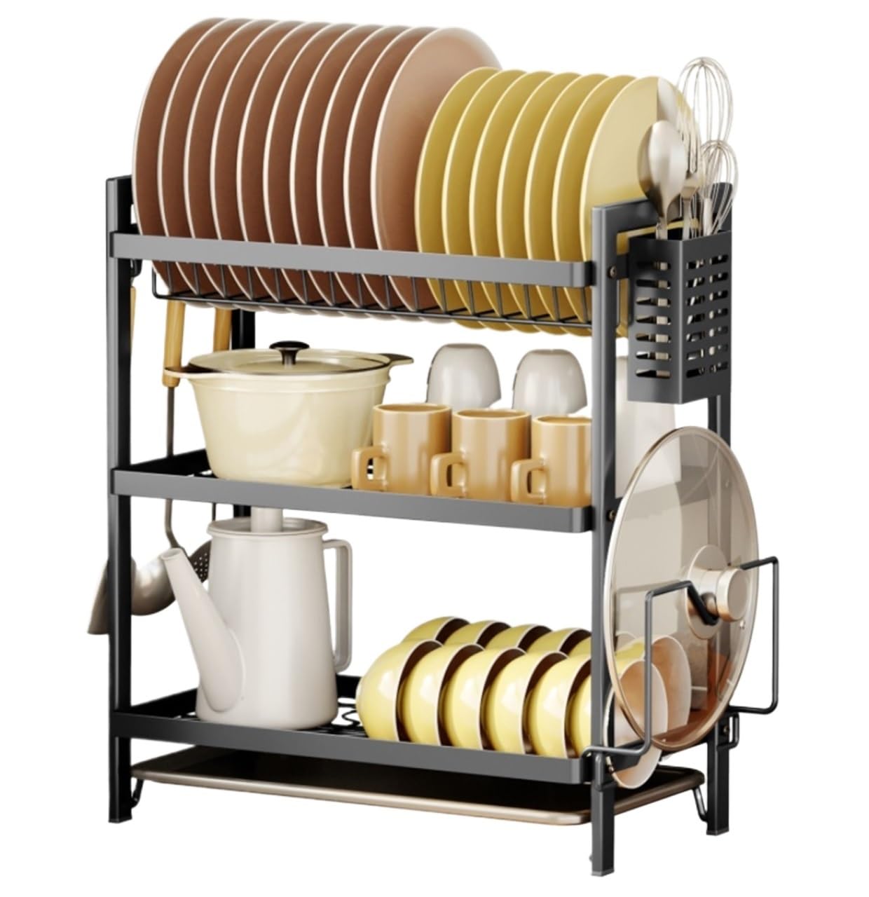 QCKNKMGG Draining Washing Up Holder, Dish Drainer Rack Multicolor Multiple Sizes(Black,44 * 24 * 50.5CM)