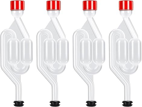 4Pcs Demijohn Airlock and Bung,S-Type Double Bubble Fermentation Airlock