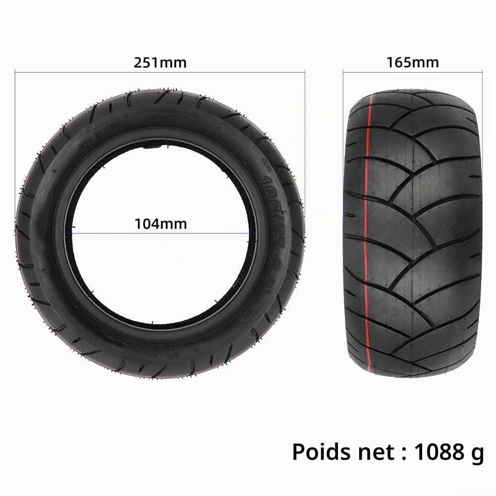 Pneu sans chambre à air 11" 100/55-6.5 90/65-6.5 pour scooter électrique modifié, pneu sans chambre à air tubeless tout-terrain pour toute l'année