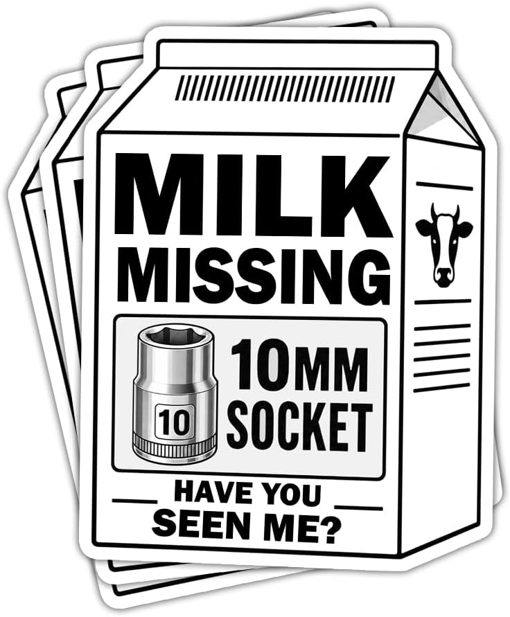 (3in - 3Pcs) Missing 10MM Socket Sticker, Funny Mechanic Sticker, Maintenance Technician Handyman Blue Collar Gift, Decoration for Laptop Tablet Toolbox Hard Hat Water Bottle Helmet Vehicles