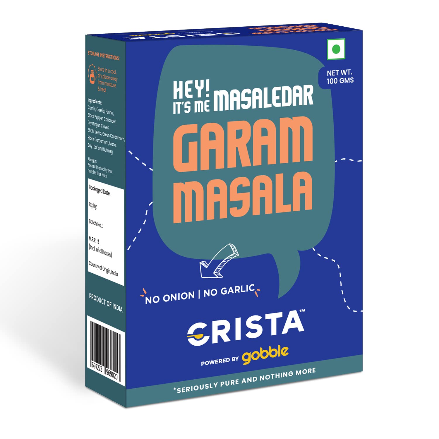 CRISTA Masaledar Garam Masala | Mixed Spices Blend | Zero added Colours, Fillers, Additives & Preservatives | Vegan | No Added Sugar | No Onion | No Garlic | 100 gms (B09Z6RHLV8) Amazon Price History, Amazon Price Tracker