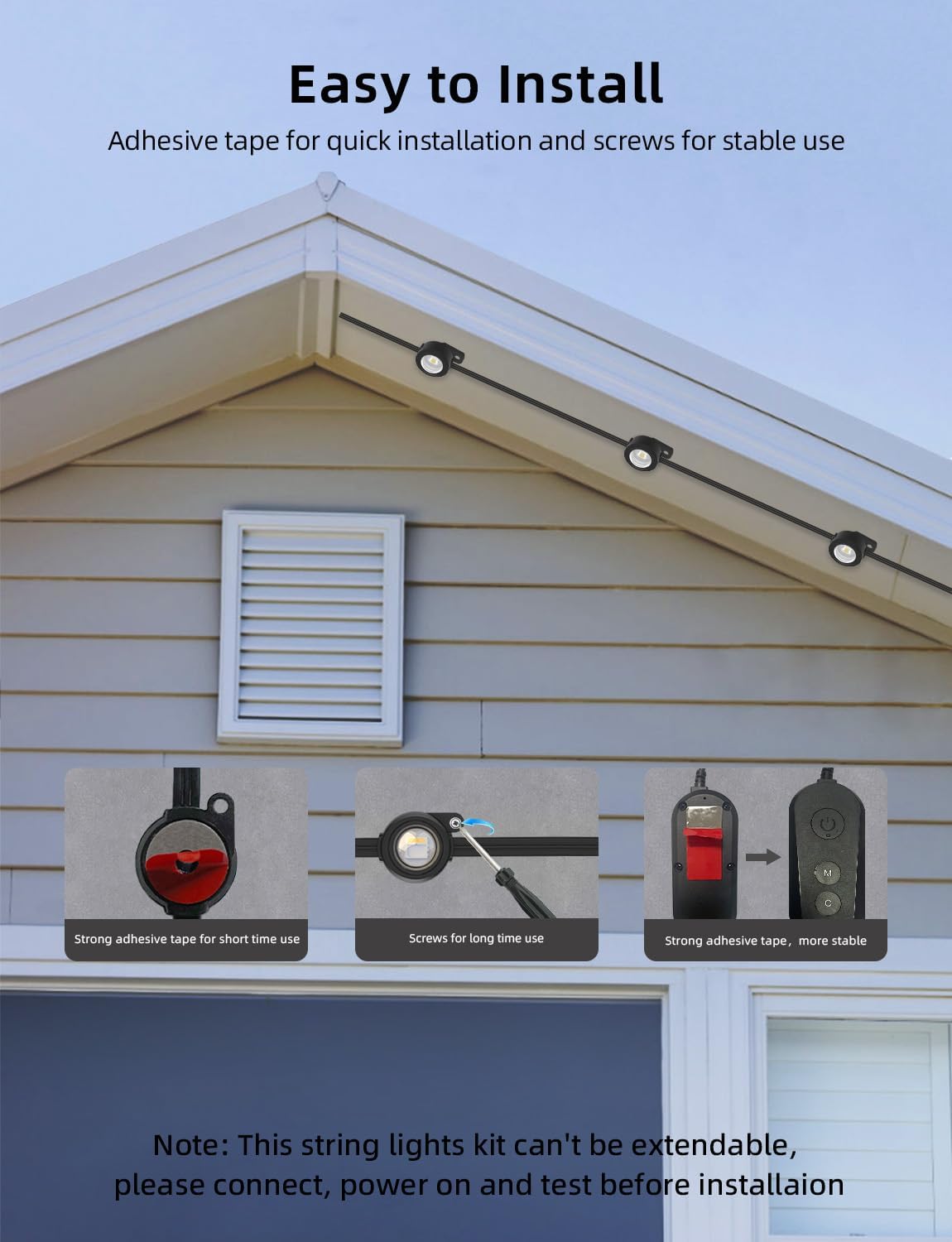 APPECK Permanent Outdoor Lights 100ft with 72 LEDs, DIY Scene Modes, Smart RGBW String Lights Waterproof, App/Remote Control for Christmas, Holiday, Alexa/Google Assistant Compatible, Black - Image 8